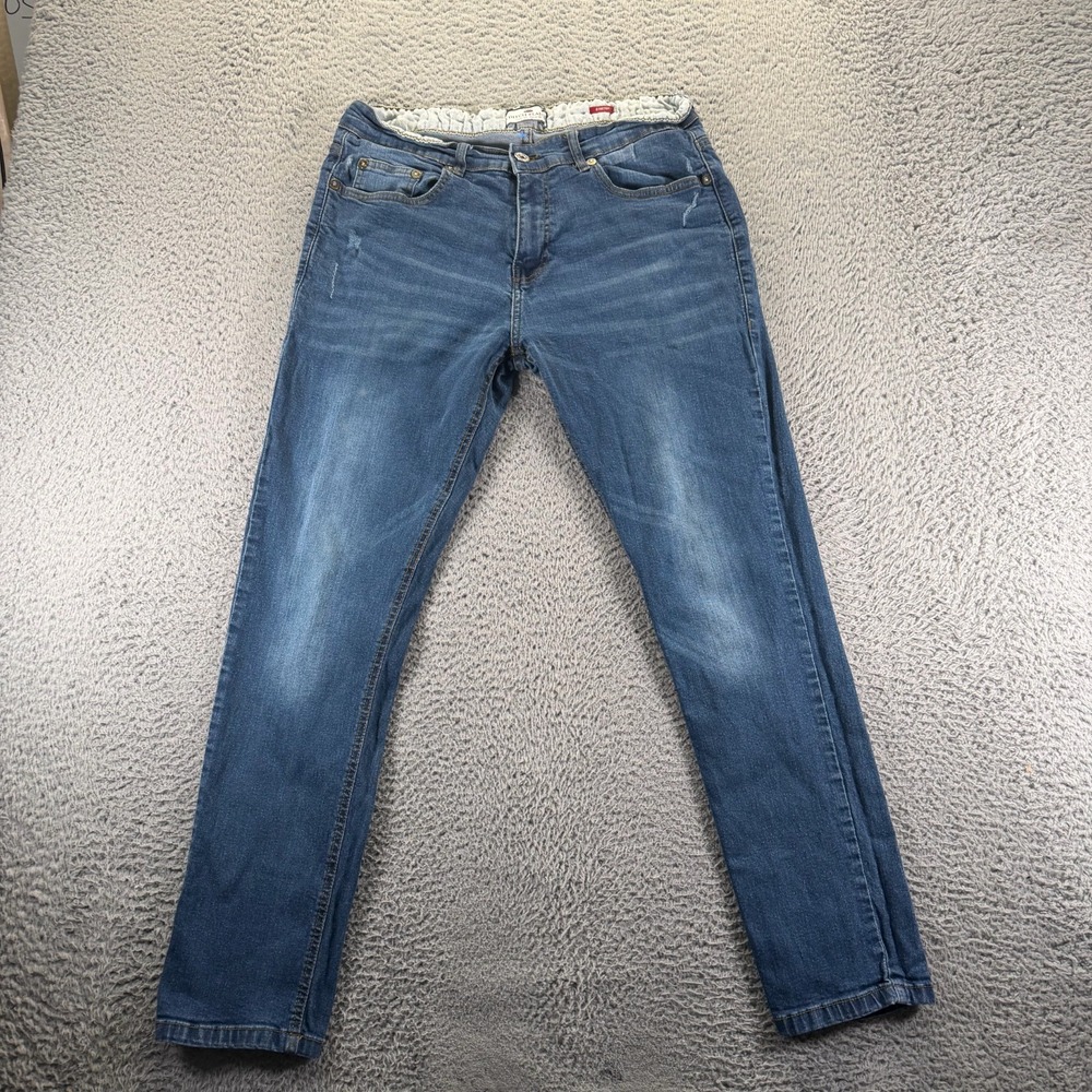 Ditch Plains Jeans Mens 34x30 Blue Cotton Denim Skinny Workwear‎ Stretch Faded